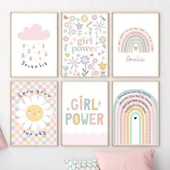 1 pieza Póster de arte de pared con opción de marco/enmarcado, pintura en lienzo de arte de pared de guardería con diseño moderno de girasol, arcoíris, nube y corazón, pósteres y cuadros de dibujos animados nórdicos para decoración de habitación de bebé y niños