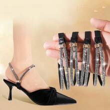 2pcs LuxeShine Faux Leather High Heel Ankle Straps With Rhinestone Accents - Adjustable, Non-Slip, Secure Fit Shoe Accessories - Multicolor - View 8