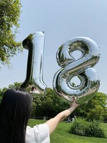 40 英寸银色数字铝箔气球，大尺寸数字气球适用于生日派对、婚礼、周年纪念、新年、圣诞节、情人节装饰和摄影背景