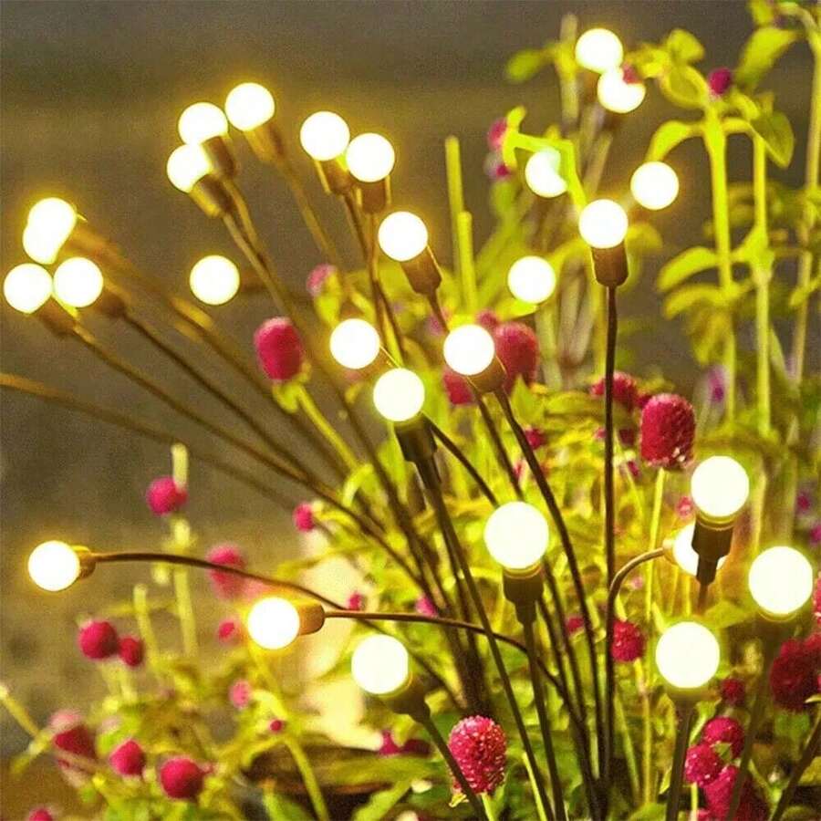 IP65 Waterproof 2-Pack Solar Firefly Lights | 4H Fast Charge | 8/10LED Wind-Swaying Garden Path Lamps