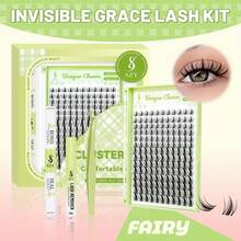 Eyelash Kit Manga Cluster  Natural Pretty  With Eyelash Bond And Seal Eyelash Remover Tweezers 154Pcs 10-18MM Pretty Individual Eyelash - 黑色 - 查看 2
