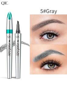 QIC Waterproof Microblading Eyebrow Pen - 4 Split Head, Natural Look Brow Makeup In 4 Colors For All Skin Types - White Tube Multicolor - View 14