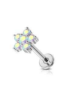 1件优雅16G不锈钢唇环,立方氧化锆四叶草设计 - 多功能耳环,适用于耳骨、耳廓、耳屏、耳洞等穿孔,睡觉时也可佩戴 - 彩色 - 查看 29