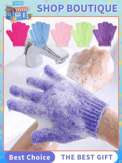 10pcs Exfoliating Gloves, 5 Colors Body Exfoliator Glove With Hanging Loop, Scrub Exfoliate Glove Mitt Bath Face Spa Hand Scrubber Wash Deep Scrubbing Dead Skin For Women Men
