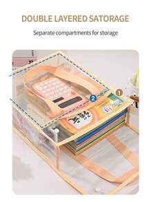 1pc A4 Double-Layer Handbag For Students, Transparent Thickened Multi-Function File Folder, PVC Waterproof Study Pouch, Large Capacity, Minimalist Desk Organizer, Stationery Supplies Subject Classification Bag, Suitable For Daily Commuting,Back To School,School Supplies