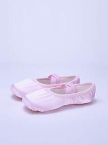 Kids/Toddlers Indoor Soft Bottom Princess Ballet Dancing Shoes, Satin Upper, Elastic Band, No Lace, Black, Flexible, Comfortable, Durable - Pink - View 2