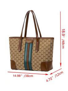 Túi Tote Nữ Dung Tích Lớn, Túi Xách Thời Trang, Túi Đeo Vai Đa Năng, Phong Cách Thường Ngày Retro, Túi Da Chắp Vá Mới 2025 - Rỉ Nâu - Xem 7