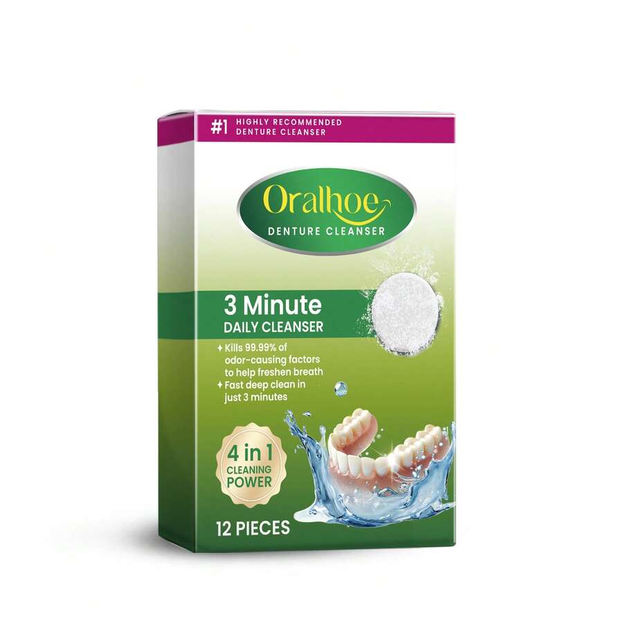 Oralhoe Denture Cleaning Tablets Hygiene Cleaning Tartar Stains Braces ...