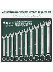Juego de llaves de carraca de 72 dientes, métrico de 8-19 mm, juego de llaves combinadas estándar de carraca, para reparación de automóviles y electrodomésticos, acero cromo vanadio, estuche portátil, múltiples tamaños disponibles: 6 piezas, 8 piezas, 10 piezas, 12 piezas, 14 piezas, 15 piezas