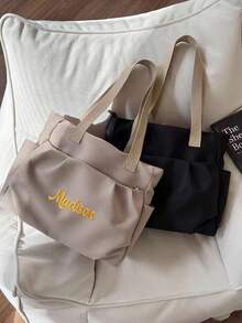 Personalized Embroidery Nylon Shoulder Bag, Simple Fashion Handbag, Multifunctional Commuter Large Capacity Handbag - Multicolor - View 6