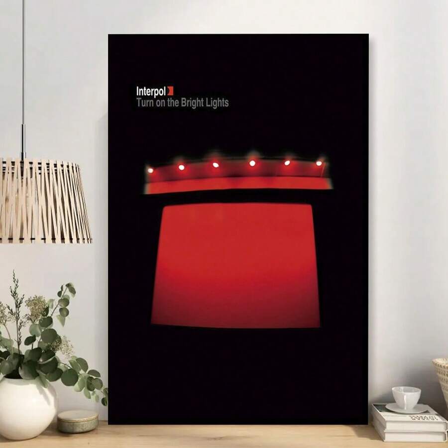 Framed Interpol "Turn On The Bright Lights" Album Cover Canvas Poster - Red & White Design, Wall Art For Bedroom, Living Room, Or Hallway Decor, Music Wall Decor - Framed - View 1