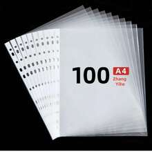 100 个 A4 透明塑料套，厚度 0.02 毫米，透明文件夹，经济适用，适用于归档和递送（网格图案） - 無色 - 查看 5