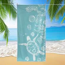 GEL HUT MUN 1pc Super-Soft Microfiber Printed Beach Towel, With Sea Turtle, Starfish, Seaweed, Seahorse DesignsTravel Essentials Travel Accessories Beach Essentials - Multicolor - View 6