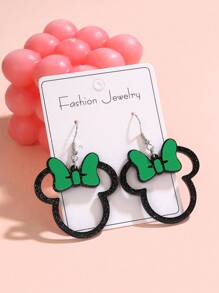 Disney 1 Pair Disney Mickey Mouse Bow Creative Acrylic Combination Cute Sweet Earrings, European & American Minimalist Style, Suitable For Women Daily Wear
