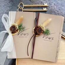 2张/套婚礼誓言卡，优雅简约DIY新郎新娘告白笔记本，配2支书写笔，爱情主题婚礼公告派对用品