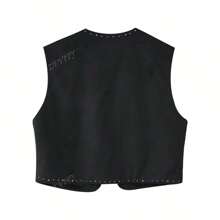ZEVITY Sequin Decorated Floral Embroidery Cardigan Vest Top