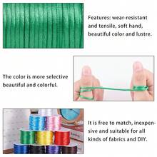 10 Color 2mm Satin Rattail Cord String Nylon Trim Silk Cord For Friendship Bracelet Chinese Knot Macramé Trim Jewelry Making About 91 Yards Totally - 彩色 - 查看 6
