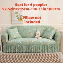 1pc Floral Printed Sofa Cover, Pastoral Style Milk Silk Elastic All-Inclusive Sofa Slipcover, Suitable For All Seasons - Multicolor - View 14
