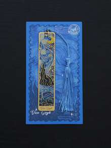 1 Metal Bookmark With Tassels, Gold Hollow Bookmark, Van Gogh Oil Painting Themed Bookmark, Reading Accessory Gift, Suitable For Book Lovers, Writers, Readers, Students, Teenagers, Men, Women, And Adults. This Is The Perfect Gift For Family Or Friends. Back To School Supplies