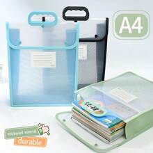 1pc A4 Double-Layer Handbag For Students, Transparent Thickened Multi-Function File Folder, PVC Waterproof Study Pouch, Large Capacity, Minimalist Desk Organizer, Stationery Supplies Subject Classification Bag, Suitable For Daily Commuting,Back To School,School Supplies