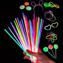 100 de bucăți DIY fluorescent bețișor luminos colier brățară bețișor luminos, potrivit pentru concerte, nunți, zile de naștere, DIY îmbrăcăminte - nu este nevoie de baterii, culori strălucitoare, decorațiuni durabile pentru petreceri, accesorii de concert