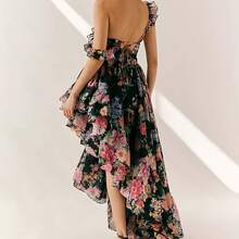 Personalized Print Fashion Dress, Highlighting The Charm Of The Style Of The Best Choice, Showing The Elegant And Coexist Wear, Light And Airy, To Create A Sense Of Spontaneous Beauty - 黑色 - 查看 2