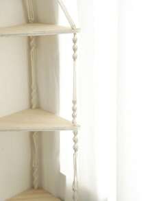 1 pieza Estantería de esquina, repisa flotante de cuerda blanca tejida a mano boho en beige, organizador de almacenamiento y decoración para dormitorio, baño, oficina, sala de estar, regalo para mamá y maestros, muy adecuado para decoración de boda en la sala de estar - para diversos espacios como paredes de la galería, dormitorios, salas de estar, cocinas, baños, dormitorios y oficinas.