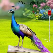 2D Flat Acrylic Is Not 3D. One Piece Of Bohemian-Style Acrylic Material Peacock Garden Fence Decoration Garden Ground Stick - A Vibrant Peacock-Themed Art Piece With A Rich Floral Background. It Is Suitable For Outdoor Lawns, Gardens, And Bonsai Decoration. The Perfect Gift For Nature Lovers. Modern Garden Art, A Vibrant Outdoor Decoration, The Best Choice For Giving As A Gift - Multicolor - View 5