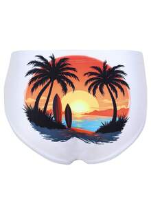 Men's Fashion Casual Sunset At Sea Triangle Swim Trunks - White - View 5