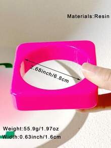 1pc Fashionable Vibrant Color Women Personalized Bracelet, Round And Square Shape Suitable For Daily Wear And Gift - Multicolor - View 15