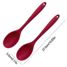 2 piezas Cucharas de silicona resistentes al calor, cuchara de cocina de silicona, cuchara de silicona de cocina, raspador de mezcla antiarañazos, cuchara de mezcla de silicona antiadherente, utensilios de cocina antiadherentes, herramienta de hornear, cuchillo para mantequilla, cuchara grande, aproximadamente 11 pulgadas rojo