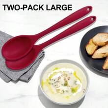 2 piezas Cucharas de silicona resistentes al calor, cuchara de cocina de silicona, cuchara de silicona de cocina, raspador de mezcla antiarañazos, cuchara de mezcla de silicona antiadherente, utensilios de cocina antiadherentes, herramienta de hornear, cuchillo para mantequilla, cuchara grande, aproximadamente 11 pulgadas rojo