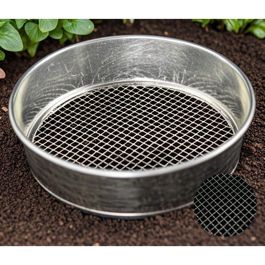 1-Pack 3/16" Coarse Mesh Mini Soil Sieve - Galvanized Steel Bonsai & Plant Soil Sifter For Re-Potting, Gardening, Grading Ingredients - 1 - View 1