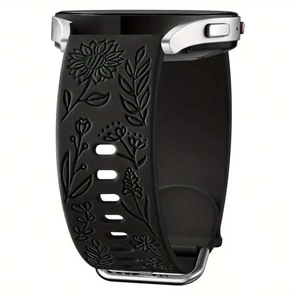 Correa de silicona con grabado láser de flores silvestres para mujeres y hombres, compatible con Galaxy Watch 4/Watch 4 Classic 46mm 42mm/Active 2 Band 40mm 44mm/Watch 3 41mm