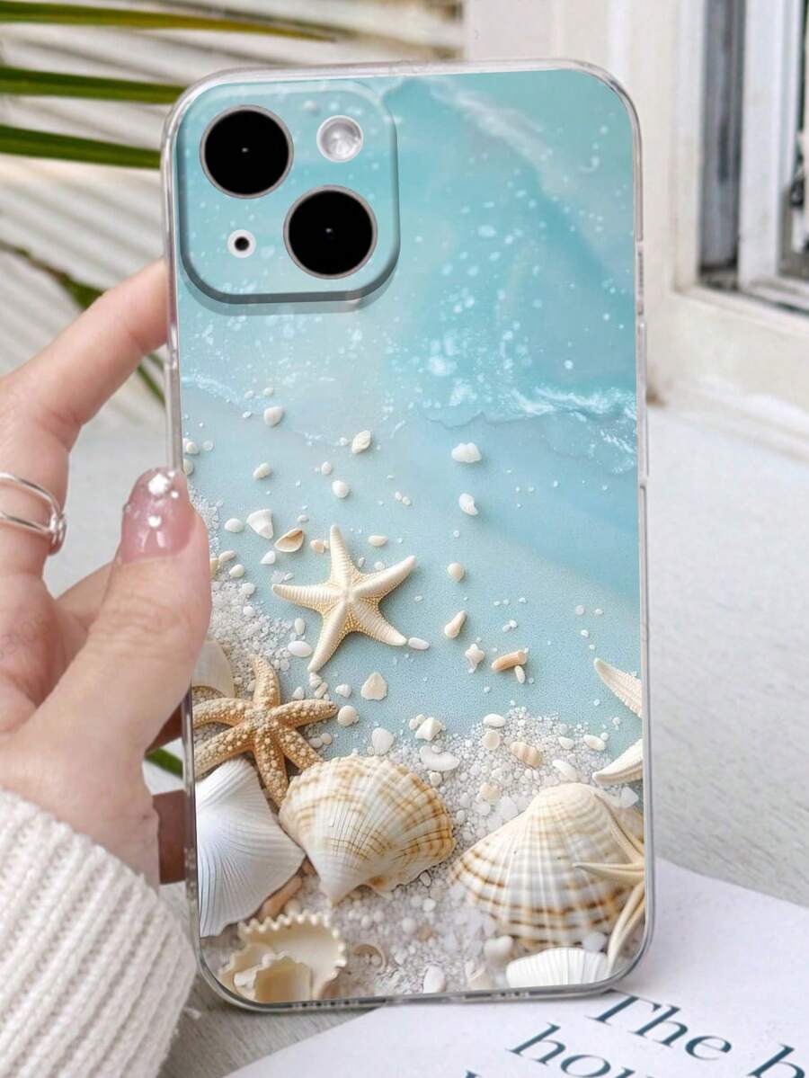 1pc Fashionable Ocean Element, Seashell Printed, Perforated, Transparent, Colorful, Thickened, Shockproof Phone Case Compatible With Iphone 16/11/16pro/16plus/16promax/16e/15Promax/13/14/12/XS/XR/7G/8P, Galaxy 11/12Pro/12/12X/13Pro/14Pro/15Pro, 10/9/Note9/12c/Note11pro/Note8Pro Waterproof Anti-Fall Scratch Resistant,International Version, Not The Domestic Version - Multicolor - View 1