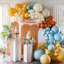 儿子来了气球拱门花环套装，波西米亚复古蓝黄橙裸色乳胶气球，适合阳光初体验主题婴儿洗礼生日派对装饰用品 - 混色 - 查看 7