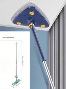 Juego familiar: 1 Fregona + 1 Cepillo para juntas del suelo, Fregona triangular giratoria de acero inoxidable para lavado a mano, Herramienta de limpieza para techos, Fregona de uso en seco y húmedo que se retrae sola, Adecuado para limpiar techos, baños, suelos, mármol, baldosas, cristal y paredes. Regalo para el Día de la Madre