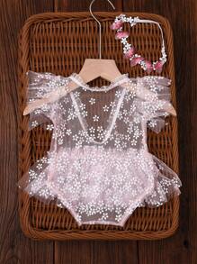 2 pezzi Set tutina in pizzo viola e fascia per bambine neonato, tutu in rete soffice come accessori fotografici, regali per festa di nascità, decorazioni per la festa di nascita, regali di Pasqua per bambine/bambini