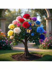 100 Rose Seeds, Colorful Rose Tree Seeds, Natural Color Palette With Vibrant Branches, Used For Planting Rare Perennial Flower Seeds, Indoor/Outdoor Garden Seeds - Multicolor - View 2