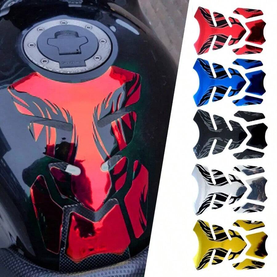 1pc Motorcycle Tankpad Sticker Fishbone 3D Tank Pad Stickers Oil Gas Protector Cover Decoration Flame Motorcycle Accessories - Multicolor - View 1