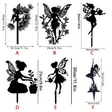1 Stück Metall Kunst Fairy Silhouette Deko Statue, Gartenstecker Dekoration, Wanddekoration, geeignet für Außengarten, Terrasse, Park, Rasen, Pflanzkübel