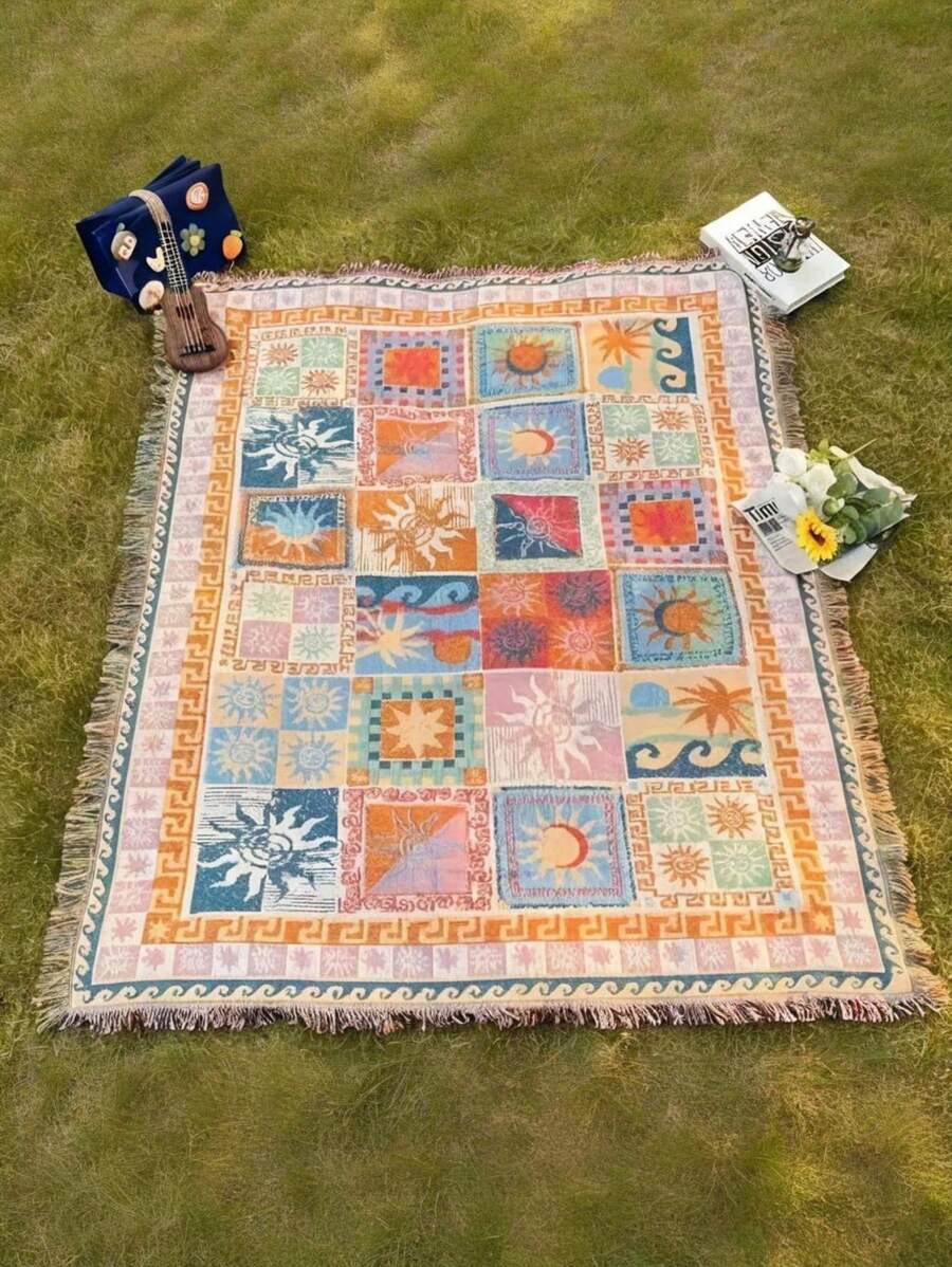 Outdoor Blanket Portable Thick Picnic Rug Sofa Cover Beach Throw Camping Mat Warm Blanket, Suitable For Photography Backdrop, Anti-Tear, Recreational Tablecloth, Wall Hanging