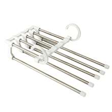 5pcs/2pcs Multi-Functional Anti-Rust Metal Pants Hangers, 5-In-1 White Clothing Racks Closet Organizer For Bedroom, Wardrobe, Storage Room, Bathroom, Dorm, Retail Store, Suitable For Pants, Jeans, Shorts, All Seasons