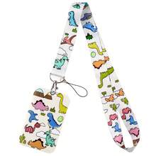 1 pièce Ensemble porte-carte et cordon en forme de dinosaure mignon, étui pour carte d'étudiant avec charm de cordon de téléphone, décoration pour accessoires de voiture, charm de sac à dos pour l'école, style gothique et Y2K - Multicolore - Voir 11