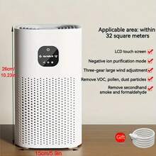 1 Piece Smart Touch/Air Purifier With Real HEPA Filter , USB Powered, 36V Or Below, Battery Free, Wireless, Home Air Helper - White - View 3