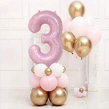 23 件粉色 1 岁生日气球套装 数字 1 至 9 气球生日派对装饰婴儿派对装饰 - 粉色 - 查看 15