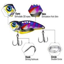 8Pcs Metal VIB Lure 7g 10g 15g 20g Sinking Casting Lure 3D Printing Spoon Spinner Balancer Jig High Sensitivity Artificial Hard Bait For Bass/Perch/Trout