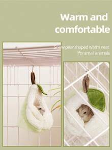1pc Polyester Fabric Warm & Cute Pear-Shaped Pet Bed Suitable For Small Pets - Green - View 1
