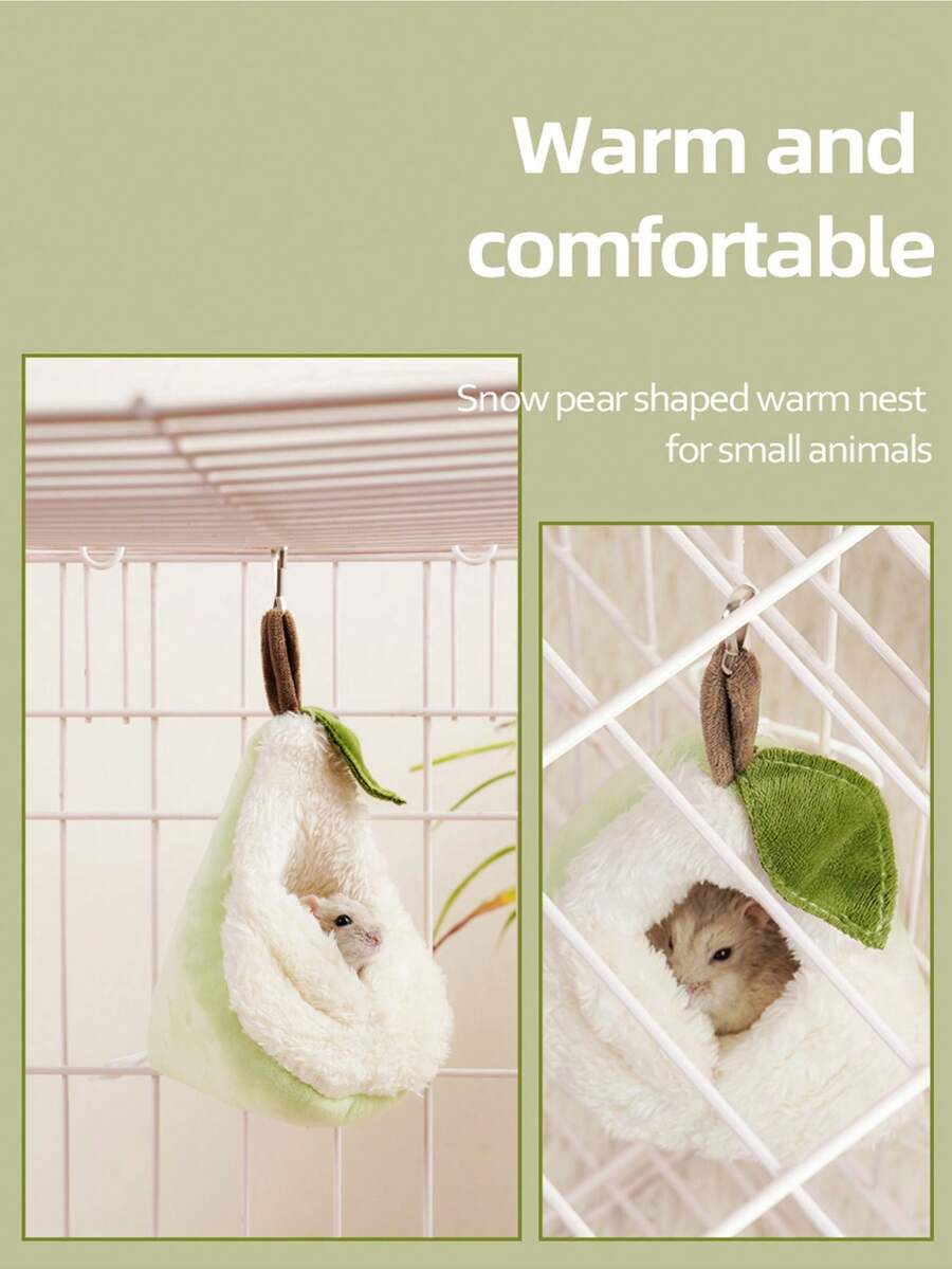1pc Polyester Fabric Warm & Cute Pear-Shaped Pet Bed Suitable For Small Pets - Green - View 1