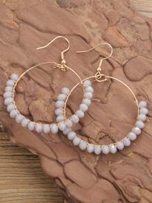 1 par de pendientes de gota con envoltorio de alambre de cobre y cristal para mujer